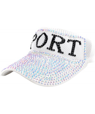 Bling Rhinestones Plain Sport Sun Visor Women Visor Hats Golf Hat Adjustable Rhinestone Hat Summer Visors for Women Sport Whi...