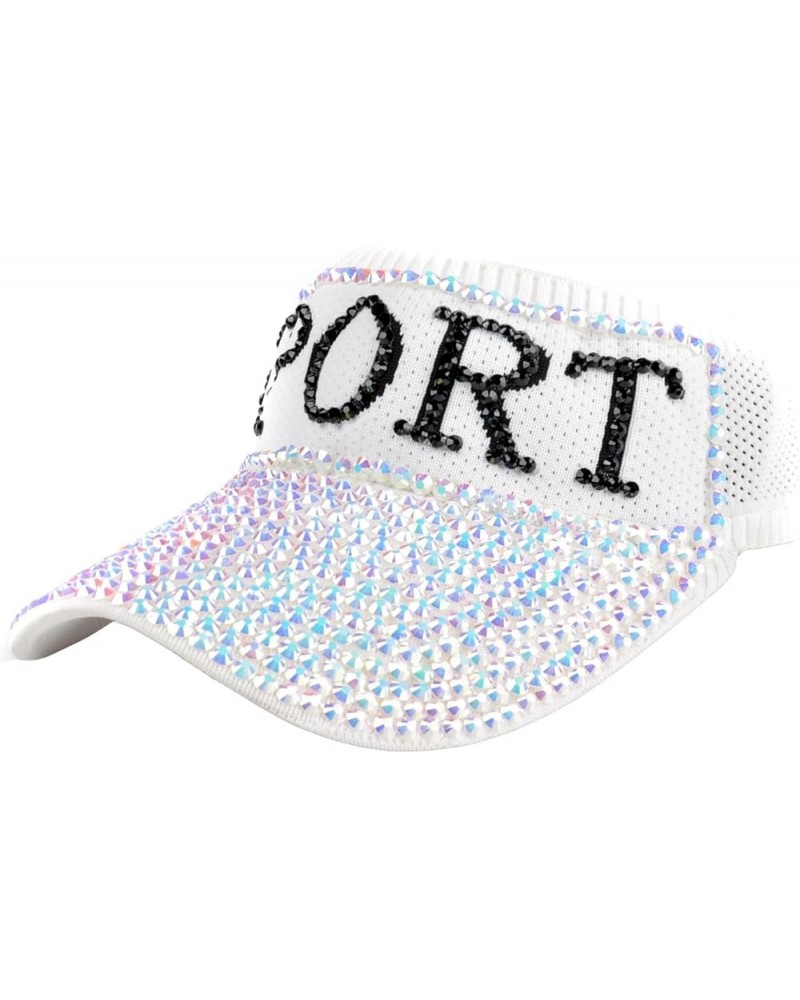 Bling Rhinestones Plain Sport Sun Visor Women Visor Hats Golf Hat Adjustable Rhinestone Hat Summer Visors for Women Sport Whi...