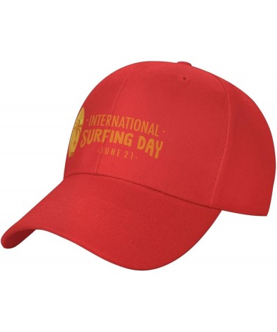 International Surfing Day Logo Baseball Cap for Men Women Classic Adjustable Golf Dad Hat Red $11.71 Baseball Caps