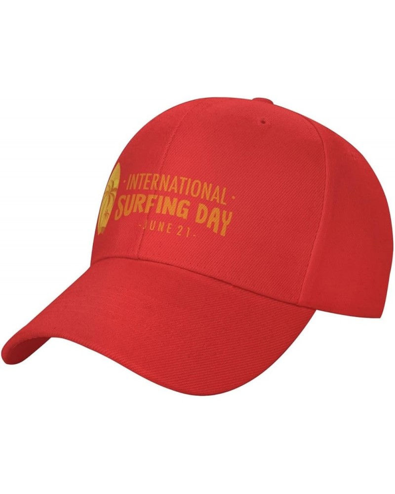 International Surfing Day Logo Baseball Cap for Men Women Classic Adjustable Golf Dad Hat Red $11.71 Baseball Caps