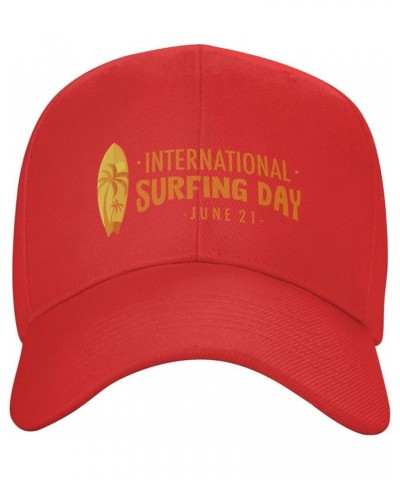 International Surfing Day Logo Baseball Cap for Men Women Classic Adjustable Golf Dad Hat Red $11.71 Baseball Caps