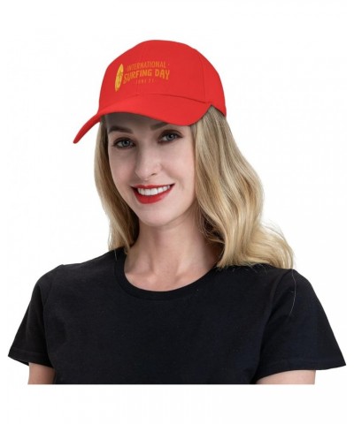 International Surfing Day Logo Baseball Cap for Men Women Classic Adjustable Golf Dad Hat Red $11.71 Baseball Caps