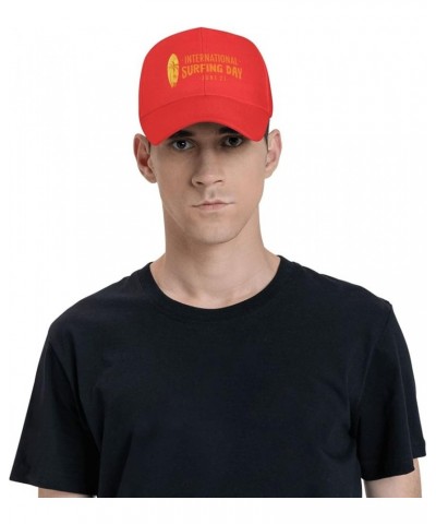 International Surfing Day Logo Baseball Cap for Men Women Classic Adjustable Golf Dad Hat Red $11.71 Baseball Caps