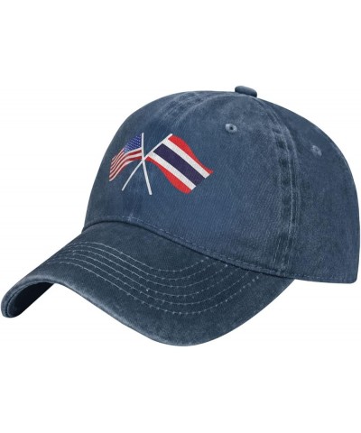 American and Thailand Flag Cowboy Baseball Cap Trucker Hat Navy Blue $18.44 Cowboy Hats