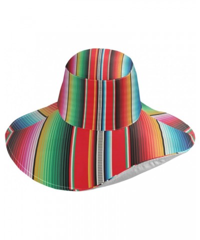 Color Mexican Stripes Gardening Sun Hat for Men Women Outdoor Wide Brim Beach Hats Fishing Cap Multicolored $11.22 Sun Hats