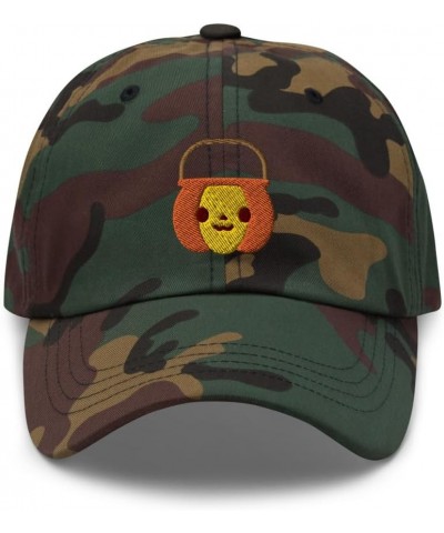 Kawaii Trick or Treat Hat (Embroidered Dad Cap) Cute Halloween Hats Green Camo $15.66 Baseball Caps