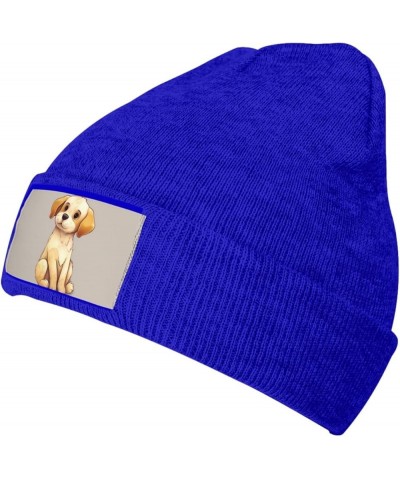 Unisex Beanie for Men and Women Cute Dog Knit Hat Winter Beanies Soft Warm Ski Hats Blue $14.45 Skullies & Beanies