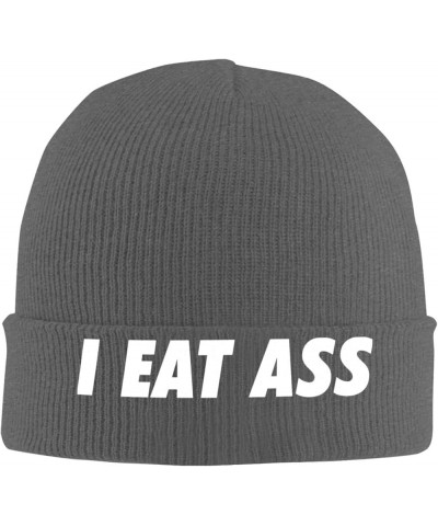 I Eat Ass Knit Hat Unisex Winter Cuffed Black Soft Warm Ski Hat Deep Heather $9.41 Skullies & Beanies