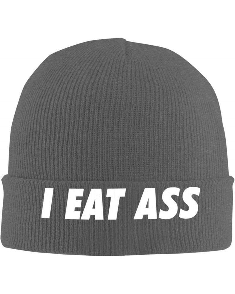 I Eat Ass Knit Hat Unisex Winter Cuffed Black Soft Warm Ski Hat Deep Heather $9.41 Skullies & Beanies