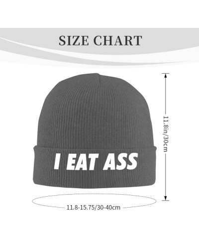 I Eat Ass Knit Hat Unisex Winter Cuffed Black Soft Warm Ski Hat Deep Heather $9.41 Skullies & Beanies