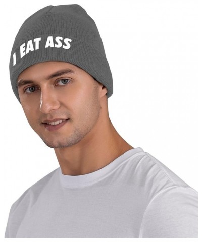 I Eat Ass Knit Hat Unisex Winter Cuffed Black Soft Warm Ski Hat Deep Heather $9.41 Skullies & Beanies