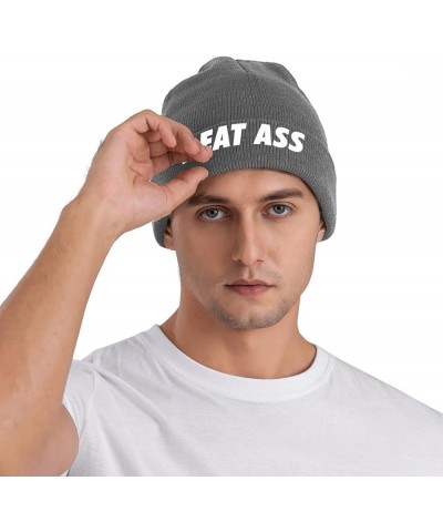 I Eat Ass Knit Hat Unisex Winter Cuffed Black Soft Warm Ski Hat Deep Heather $9.41 Skullies & Beanies