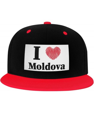 I Love Moldova Snapback Hat for Men Women Baseball Cap Trucker Flat Bill Hats Dad Caps Red $11.88 Baseball Caps