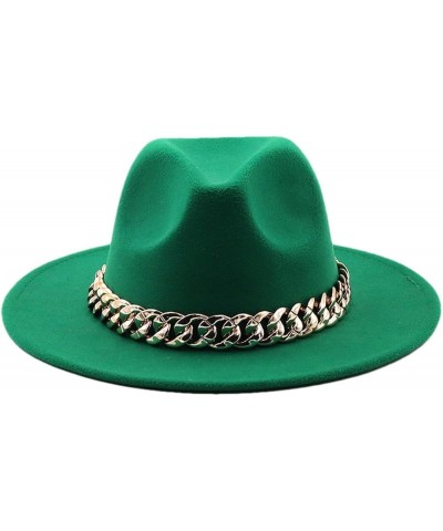 Women Fedora Hat Gold Chain Felted Hat Men Jazz Cap Ladies Church Party Panama Wide Brim Hat 888 $20.28 Fedoras