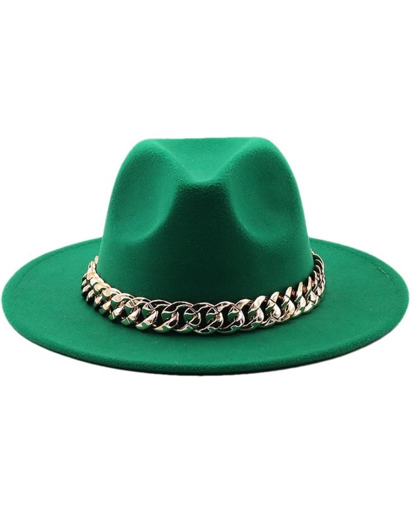 Women Fedora Hat Gold Chain Felted Hat Men Jazz Cap Ladies Church Party Panama Wide Brim Hat 888 $20.28 Fedoras