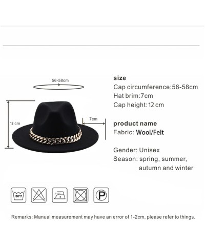 Women Fedora Hat Gold Chain Felted Hat Men Jazz Cap Ladies Church Party Panama Wide Brim Hat 888 $20.28 Fedoras