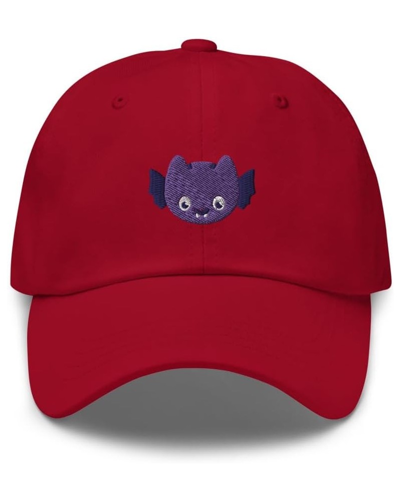 Kawaii Bat Hat (Embroidered Dad Cap) Cute Halloween Bat Hats Cranberry $21.35 Baseball Caps