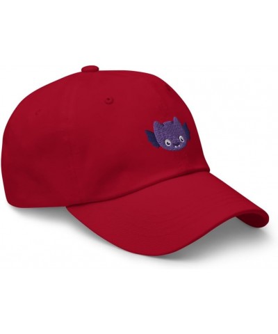 Kawaii Bat Hat (Embroidered Dad Cap) Cute Halloween Bat Hats Cranberry $21.35 Baseball Caps