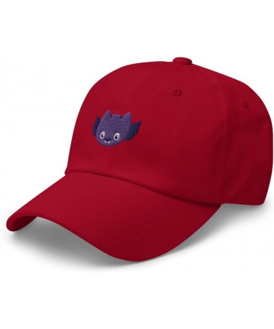 Kawaii Bat Hat (Embroidered Dad Cap) Cute Halloween Bat Hats Cranberry $21.35 Baseball Caps