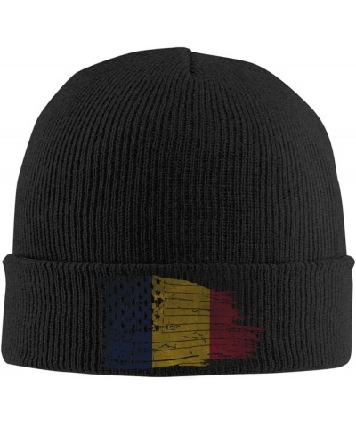 American USA Chad Half Flag Winter Warm Knit Hat - Soft Beanie Cap Black Black $13.04 Skullies & Beanies