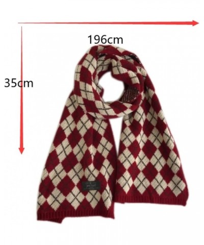 Scarf Gift Fashion Scarf Winter Scarf Unisex Knitted Plaid Soft Warm Thick Long Scarves Shawl (Color : Rojo, Size : 196 * 35c...