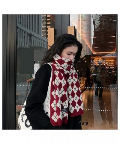 Scarf Gift Fashion Scarf Winter Scarf Unisex Knitted Plaid Soft Warm Thick Long Scarves Shawl (Color : Rojo, Size : 196 * 35c...