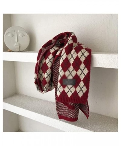 Scarf Gift Fashion Scarf Winter Scarf Unisex Knitted Plaid Soft Warm Thick Long Scarves Shawl (Color : Rojo, Size : 196 * 35c...