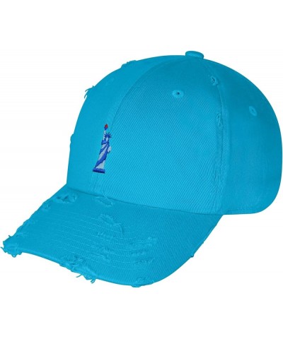 Liberty Statue Vintage Dad Hat Frayed Embroidered Cap New York Aqua $11.24 Baseball Caps