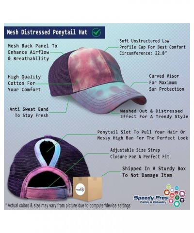 Womens Ponytail Cap Advisor Financial Cotton Education Distressed Trucker Hat Tie Dye Purple Design Only $17.10 Baseball Caps