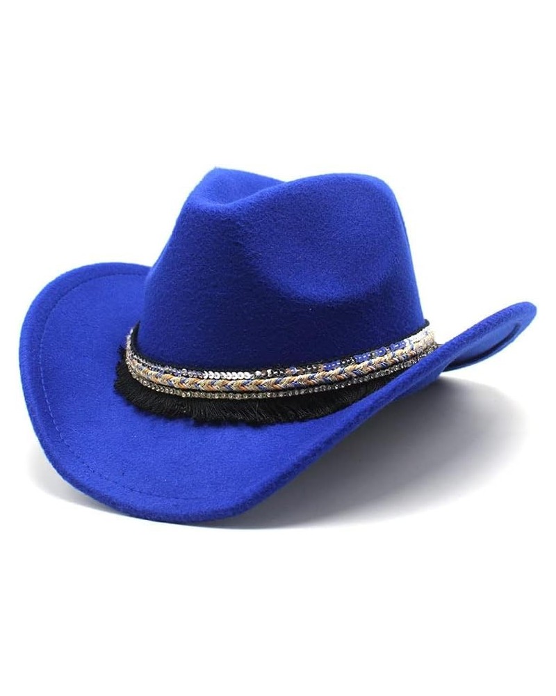 Zezhen Hats New Ethnic Minority Wind Woolen Western Cowboy Hat for Men and Women (Color : Rose Red, Size : 56-58cm) $8.98 Cow...