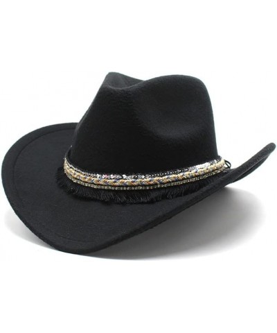 Zezhen Hats New Ethnic Minority Wind Woolen Western Cowboy Hat for Men and Women (Color : Rose Red, Size : 56-58cm) $8.98 Cow...