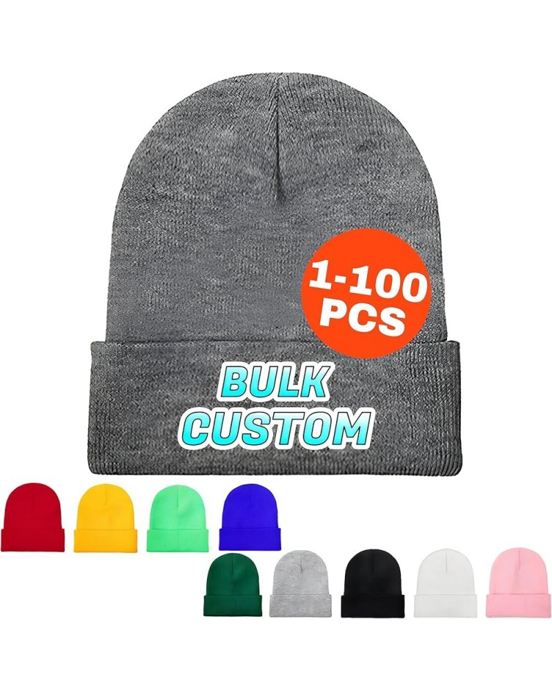 Custom Beanies Hat Bulk Beanies for Men with Designs Your Own Logo for Men or Women Customized Beanie Gifts Grey $11.54 Skull...