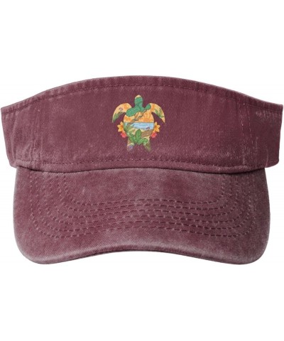 Funny Turtle Island Sun Visor Hats for Women Men Sun Hat Vintage Golf Hat Adjustable Baseball Cap Red $13.12 Visors