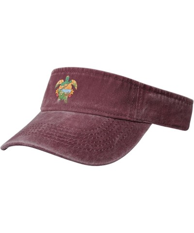 Funny Turtle Island Sun Visor Hats for Women Men Sun Hat Vintage Golf Hat Adjustable Baseball Cap Red $13.12 Visors