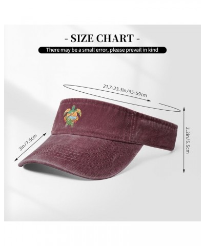 Funny Turtle Island Sun Visor Hats for Women Men Sun Hat Vintage Golf Hat Adjustable Baseball Cap Red $13.12 Visors