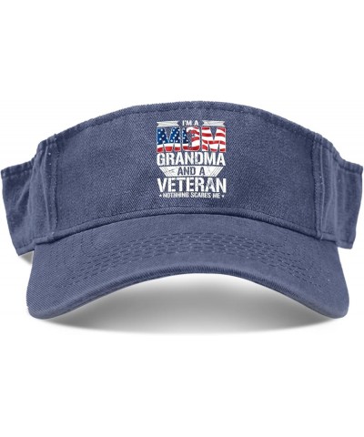 I'm a Mom Grandmom and a Veteran Hats Visor Hats for Men Golf Cap Funny Uv Protection Hats Navy $9.89 Visors