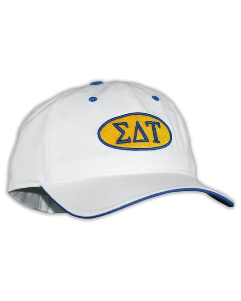 Sigma Delta Tau Throwback Oval Game Hat White $16.06 Skullies & Beanies