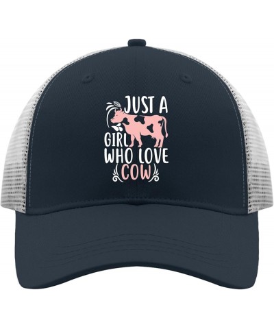 Cow Baseball Cap Just A Girl Who Loves Cows Dad Hat, Funny Hat for Men Marine Blue $9.43 Baseball Caps