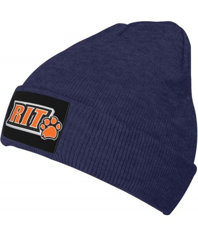 Rochester Institute of Technology Logo Stretch Knit Hat for Men Women Winter Warm Cap Navy Blue $7.08 Skullies & Beanies