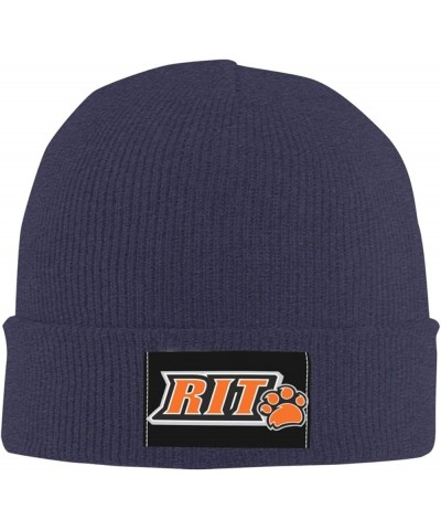 Rochester Institute of Technology Logo Stretch Knit Hat for Men Women Winter Warm Cap Navy Blue $7.08 Skullies & Beanies