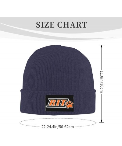 Rochester Institute of Technology Logo Stretch Knit Hat for Men Women Winter Warm Cap Navy Blue $7.08 Skullies & Beanies