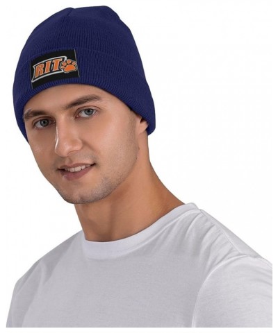 Rochester Institute of Technology Logo Stretch Knit Hat for Men Women Winter Warm Cap Navy Blue $7.08 Skullies & Beanies