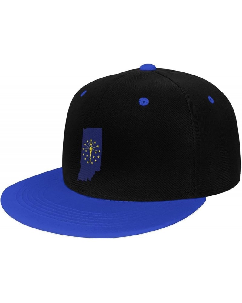 Flag Map of Indiana Snapback Hat for Men Women Baseball Cap Trucker Flat Bill Hats Dad Caps Blue $11.15 Baseball Caps