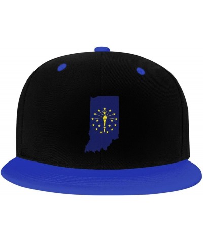 Flag Map of Indiana Snapback Hat for Men Women Baseball Cap Trucker Flat Bill Hats Dad Caps Blue $11.15 Baseball Caps