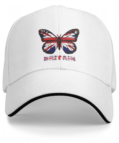 Butterfly Britain Flag Baseball Cap for Men Women White $11.75 Baseball Caps