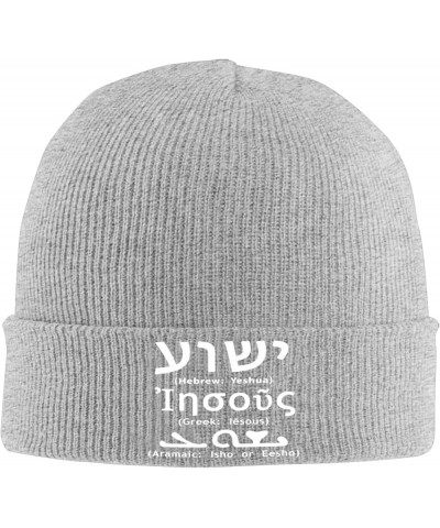 Holy Name Jesus Yeshua Hebrew Cozy Knitted Hat for Winter - Warm Comfort Black Gray $10.88 Skullies & Beanies