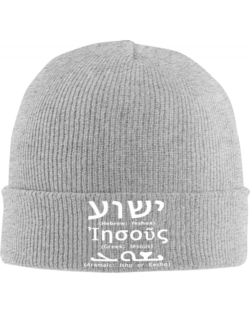 Holy Name Jesus Yeshua Hebrew Cozy Knitted Hat for Winter - Warm Comfort Black Gray $10.88 Skullies & Beanies