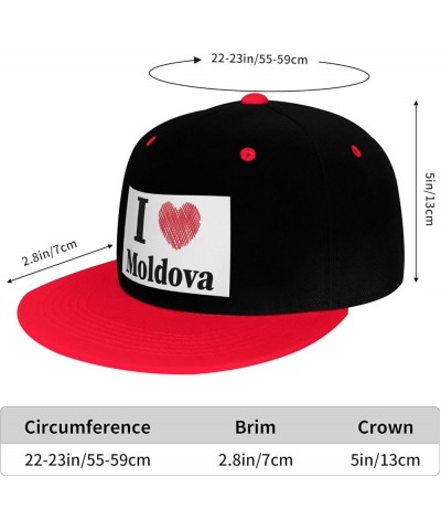 I Love Moldova Snapback Hat for Men Women Baseball Cap Trucker Flat Bill Hats Dad Caps Red $11.88 Baseball Caps