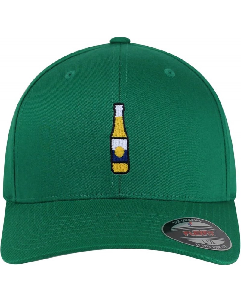 Glass Beer Bottle Embroidered Flexfit Cap Mexico Green $11.48 Baseball Caps