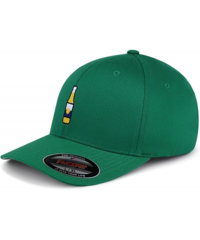 Glass Beer Bottle Embroidered Flexfit Cap Mexico Green $11.48 Baseball Caps